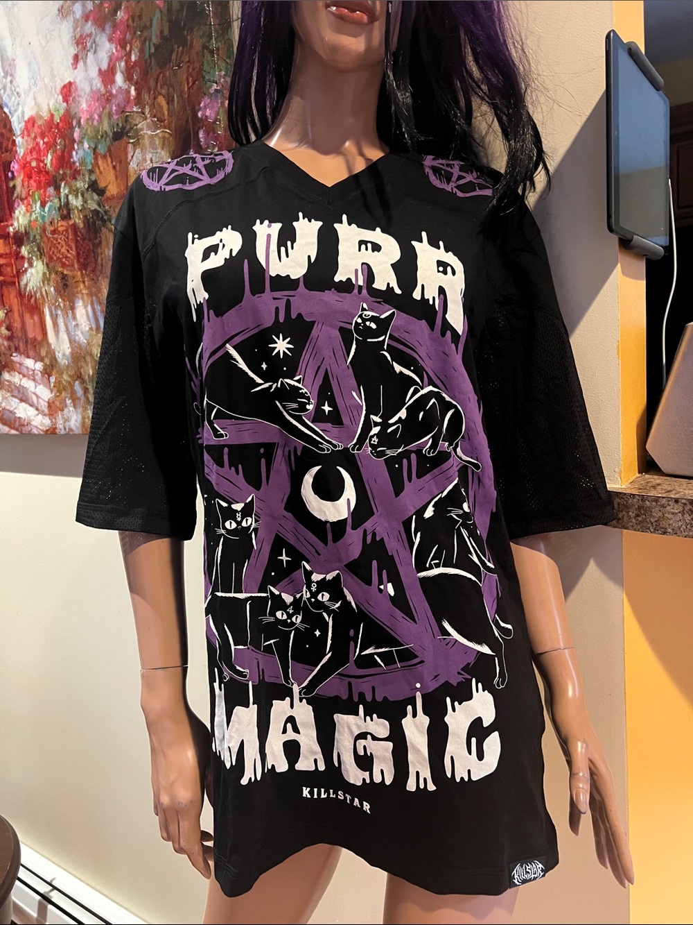 Killstar Black & Purple 'Pure Magic' Graphic T shirt XS purr magic jersey nwt